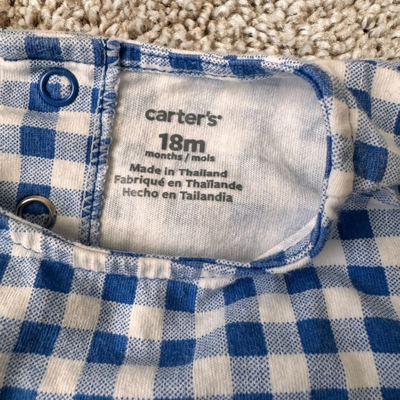 Carter’s Baby Girl Blue Gingham Dress & Bloomer Set baby outfit- Size 18 Months - Picture 6 of 8